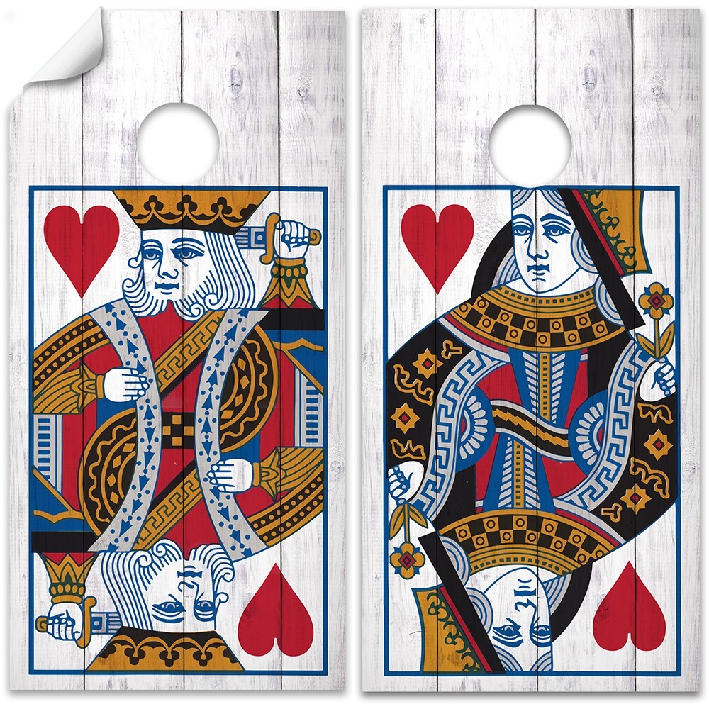King and Queen of Hearts Casino Themed Cornhole Board Wraps and Decals Sticker