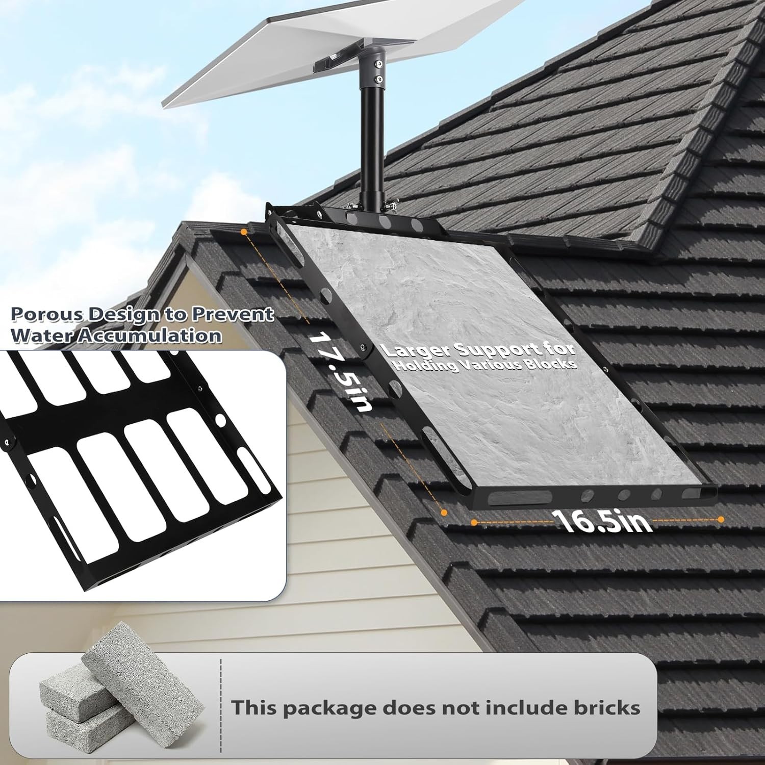Gen 3 Starlink Roof Mount, Ridge 45 cm x 7 x 43 cm, Black