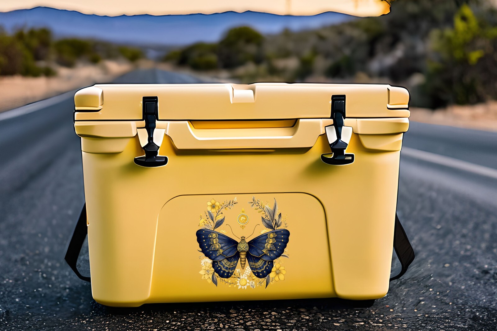 Navy Blue and Yellow Butterfly UV DTF Transparent Sticker / Decal