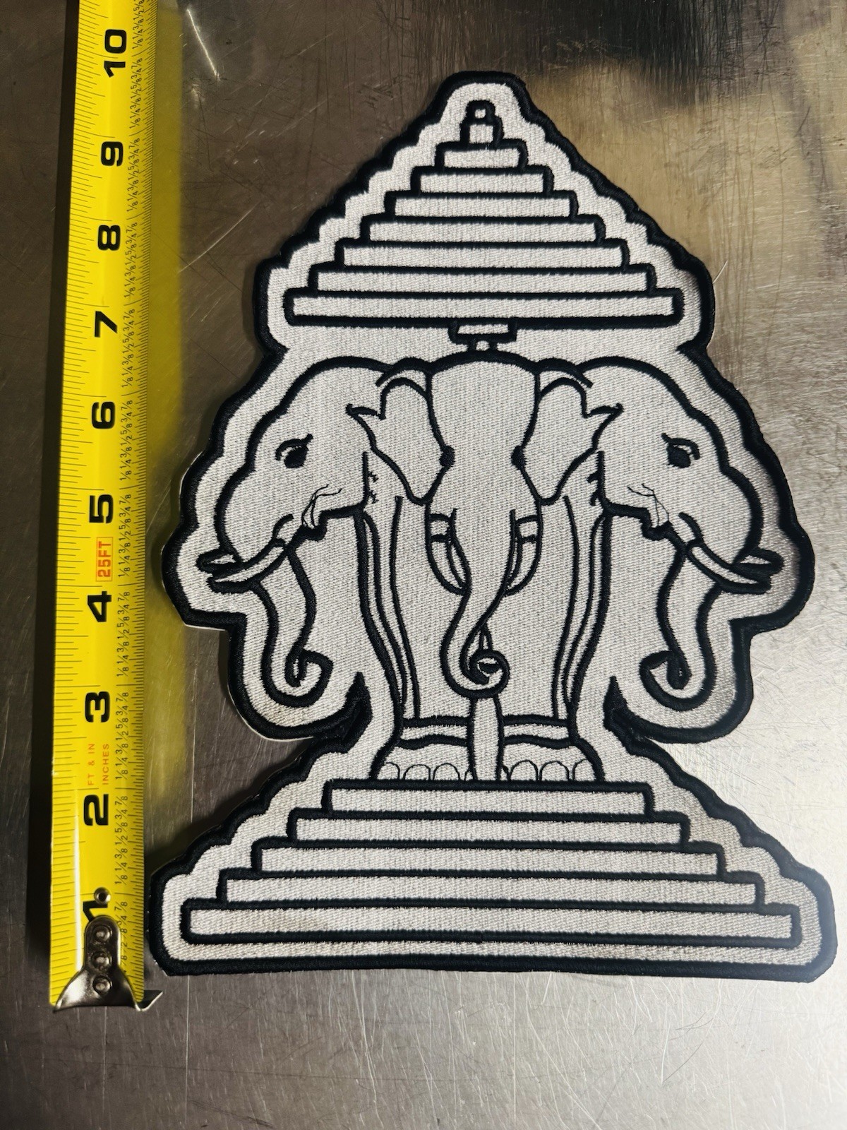 Large 3 Headed Elephant Embroidered Patch – Southeast Asian – Erawan Laos Thai
