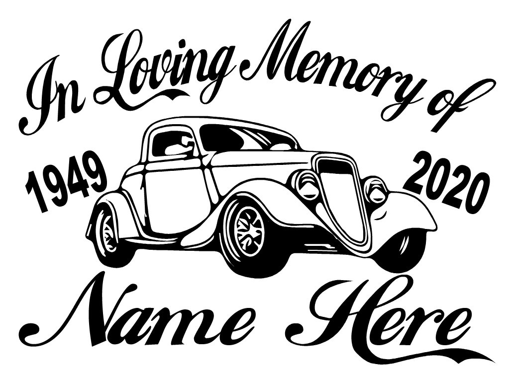 In Loving Memory Decal Hot Rod Car Racing R.I.P. Personalized Car Vinyl Sticker