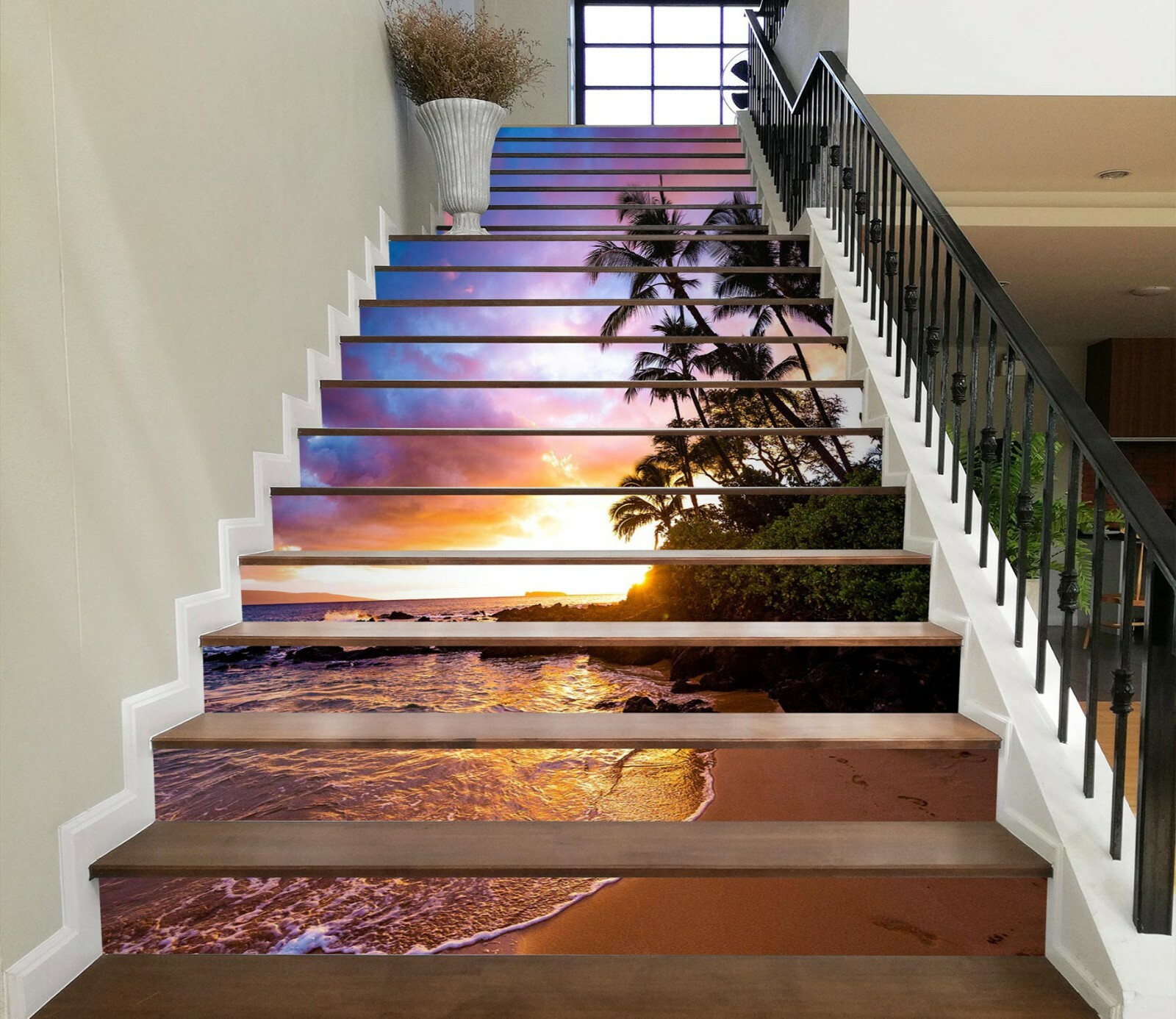 3D Sunset Beach NA451 Stair Risers Decoration Photo Mural Decal Wallpaper Fay