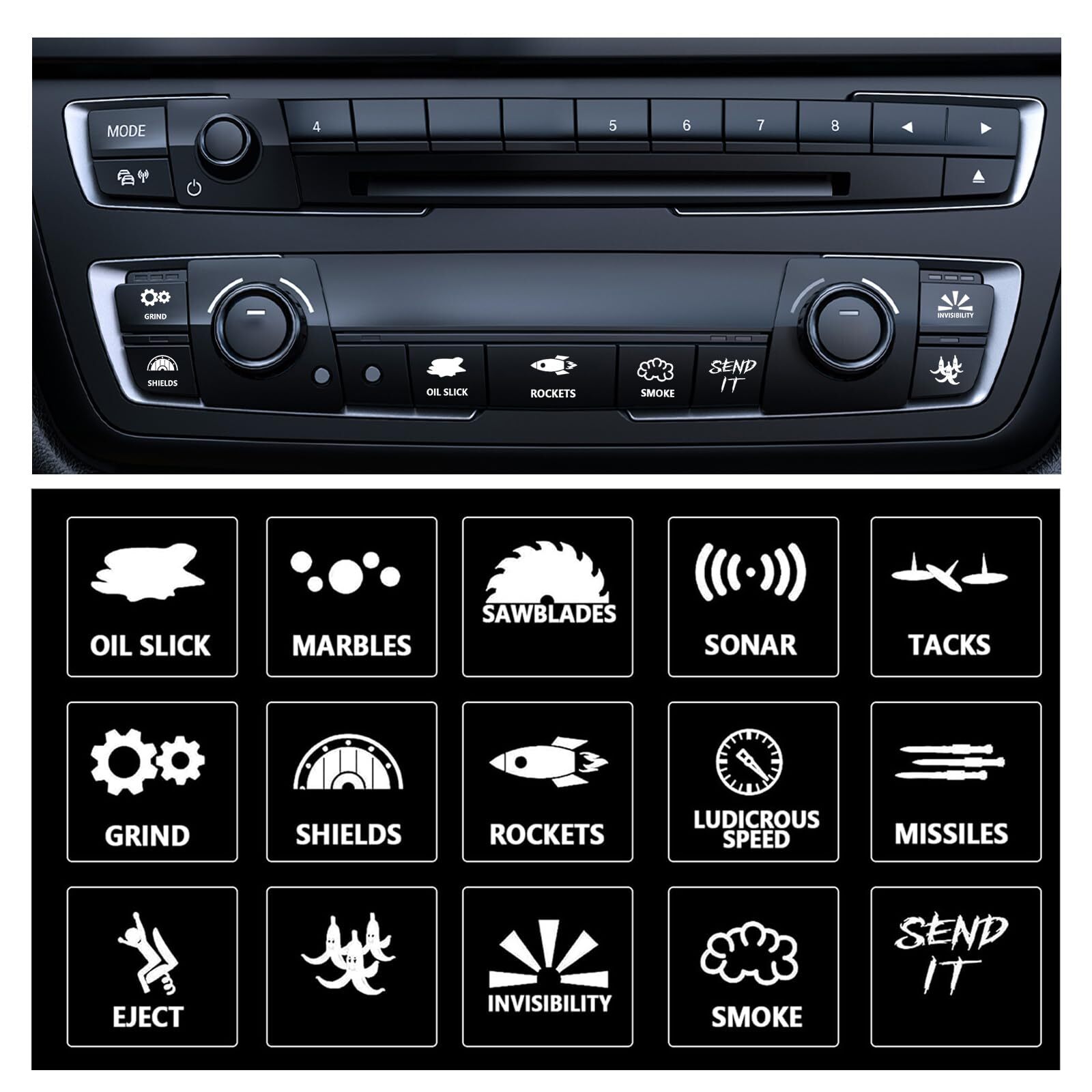 Novelty Stickers for Car or Truck Unused Button,Car Decal Switch Labels
