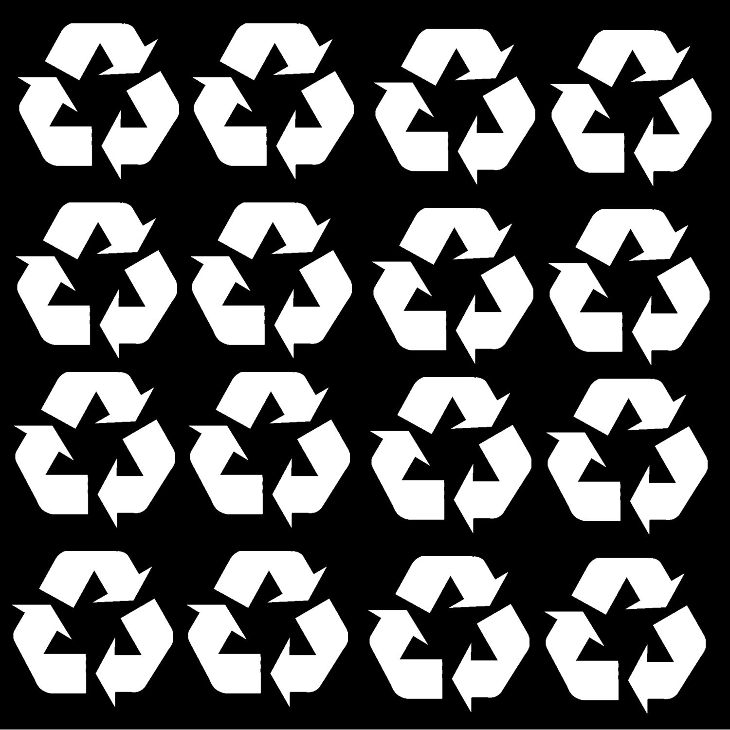 Recycle Symbol White 1" Inch Each Vinyl Decal Window Sticker Pack Lot of 16