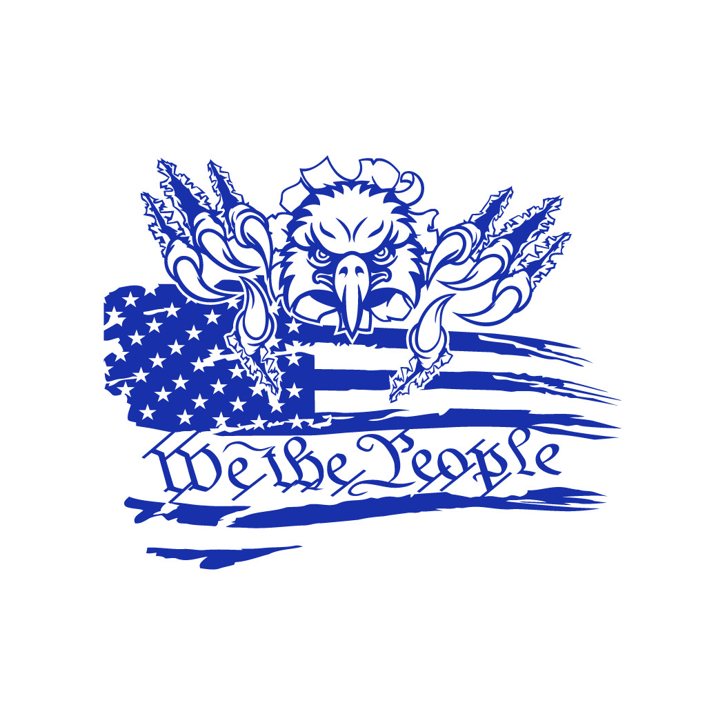 American USA Distressed Flag With Eagle & We The People Automotive Die Cut Decal