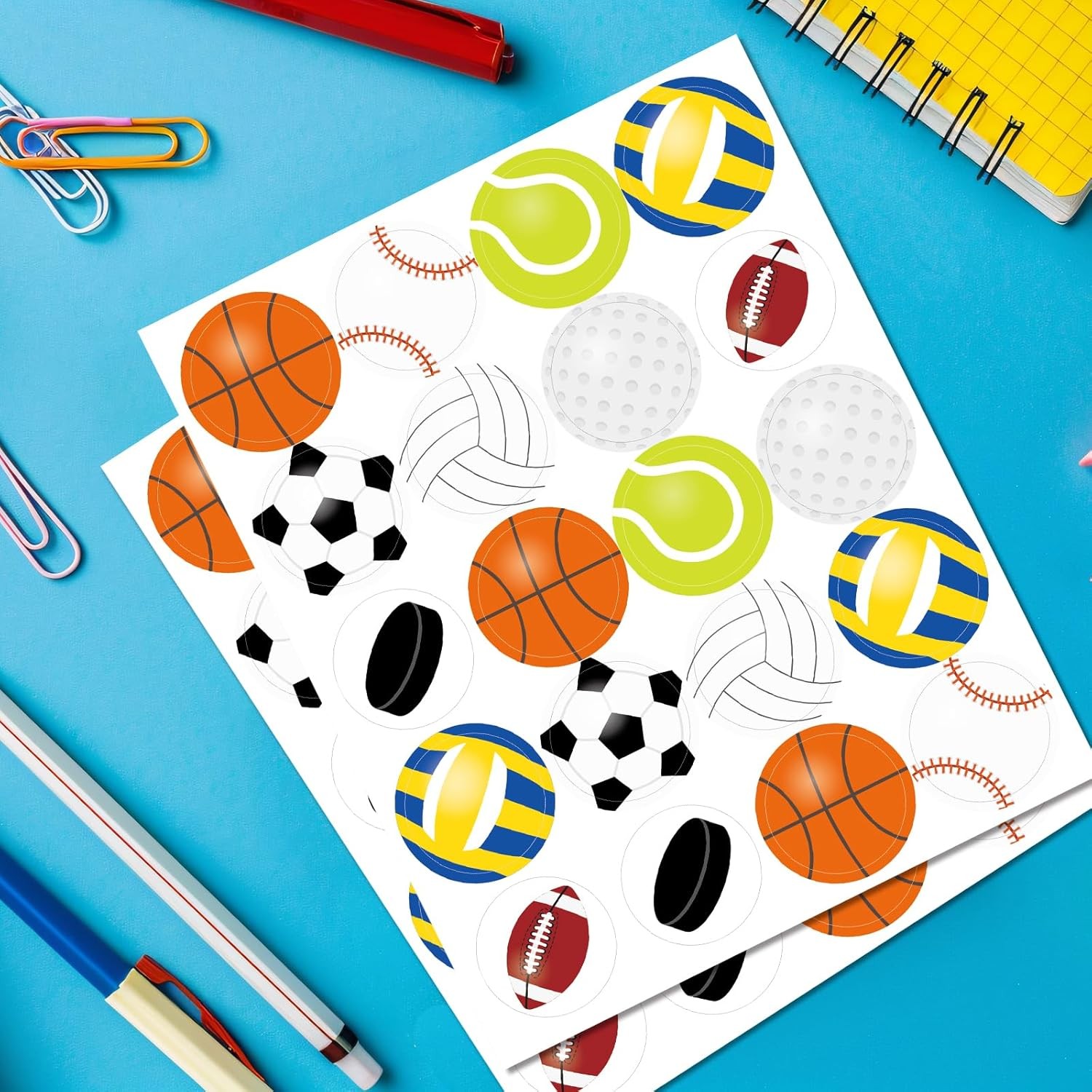 Sports Stickers for Kids Soccer Basketball Tennis Baseball Sticker Multicolor