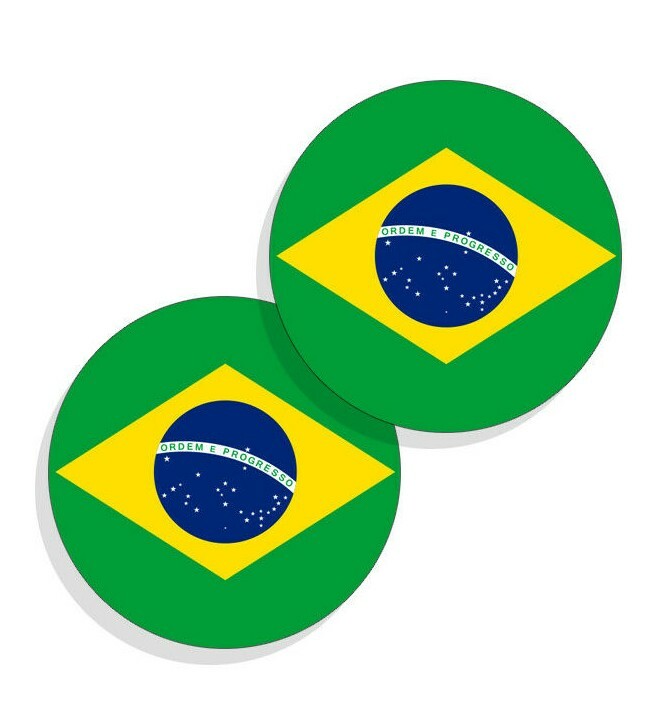 Brazil Flag Stickers Flag Decals Vinyl Indoor Outdoor Stickers Round 4 pack