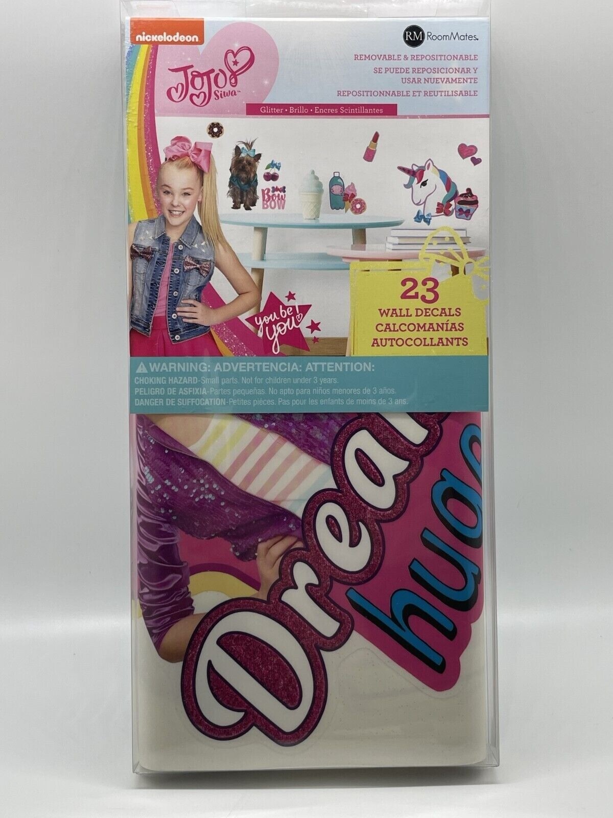 2-PACK Room Mates Nickelodeon JOJO SIWA Cute & Confident Glitter 23 Wall Decals