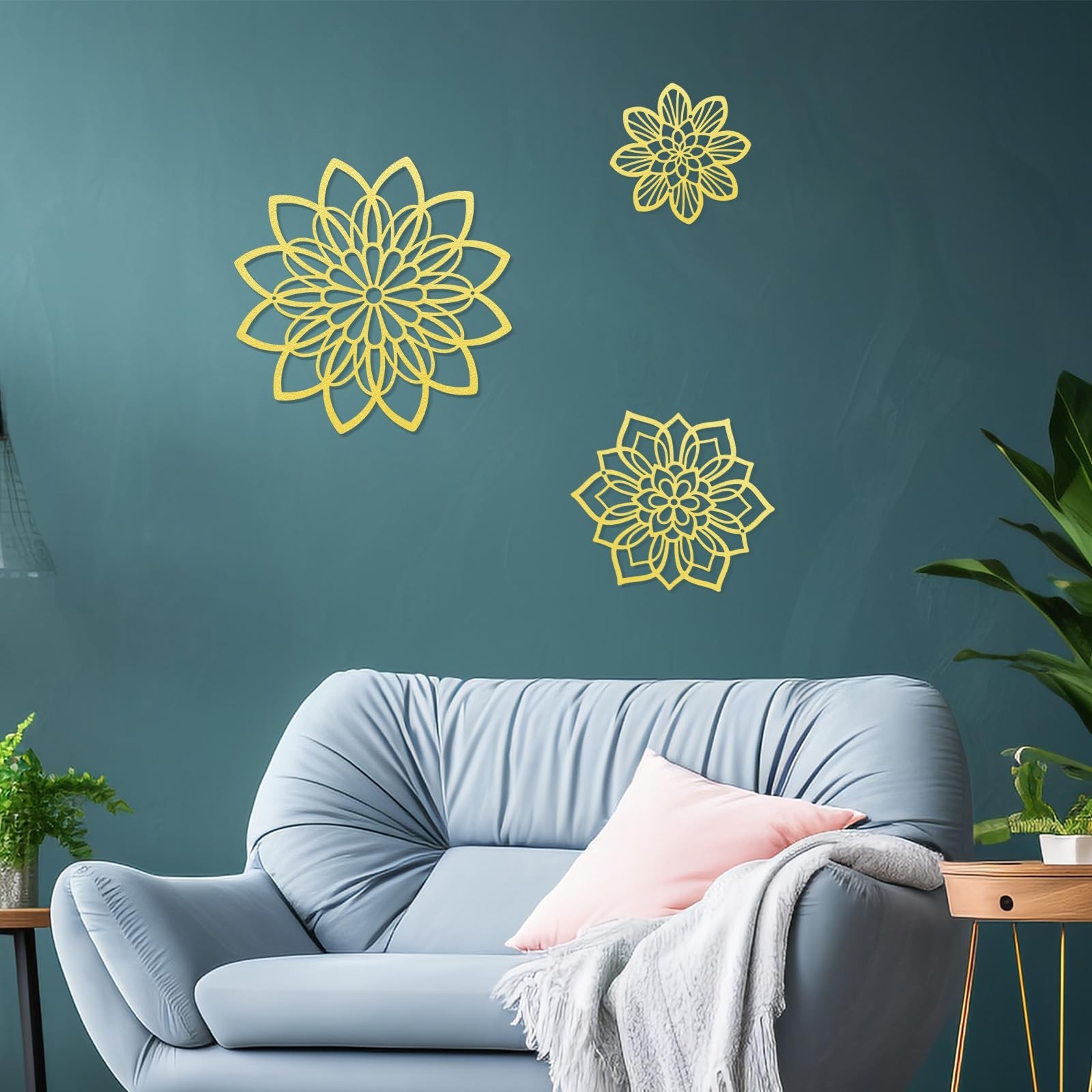 3 Pieces Metal Flowers Wall Decor, Black Wall Decoration Metal, Flower Art Wa…