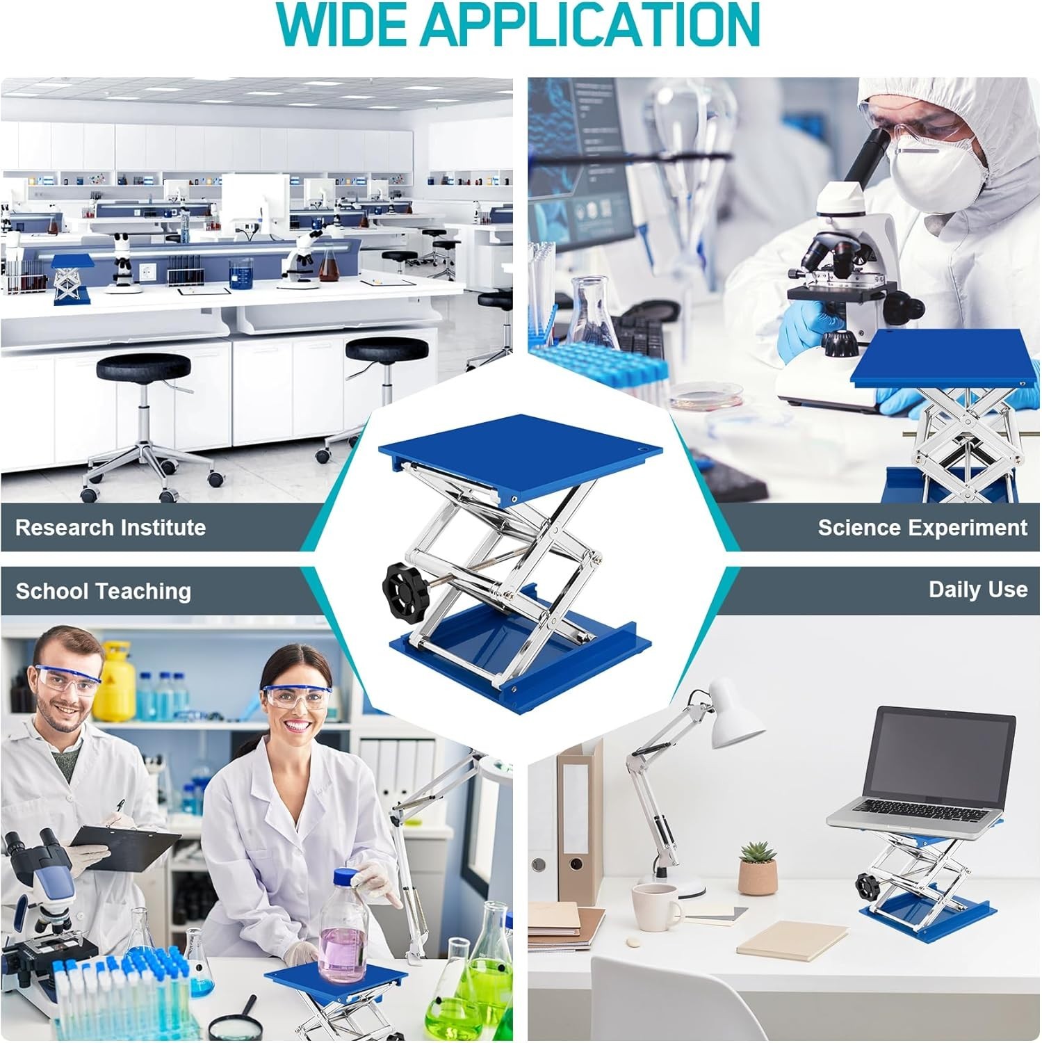 Jack Stand Platform 8" x 8", Laboratory Support Stand 200x200mm Manual Lab Lift