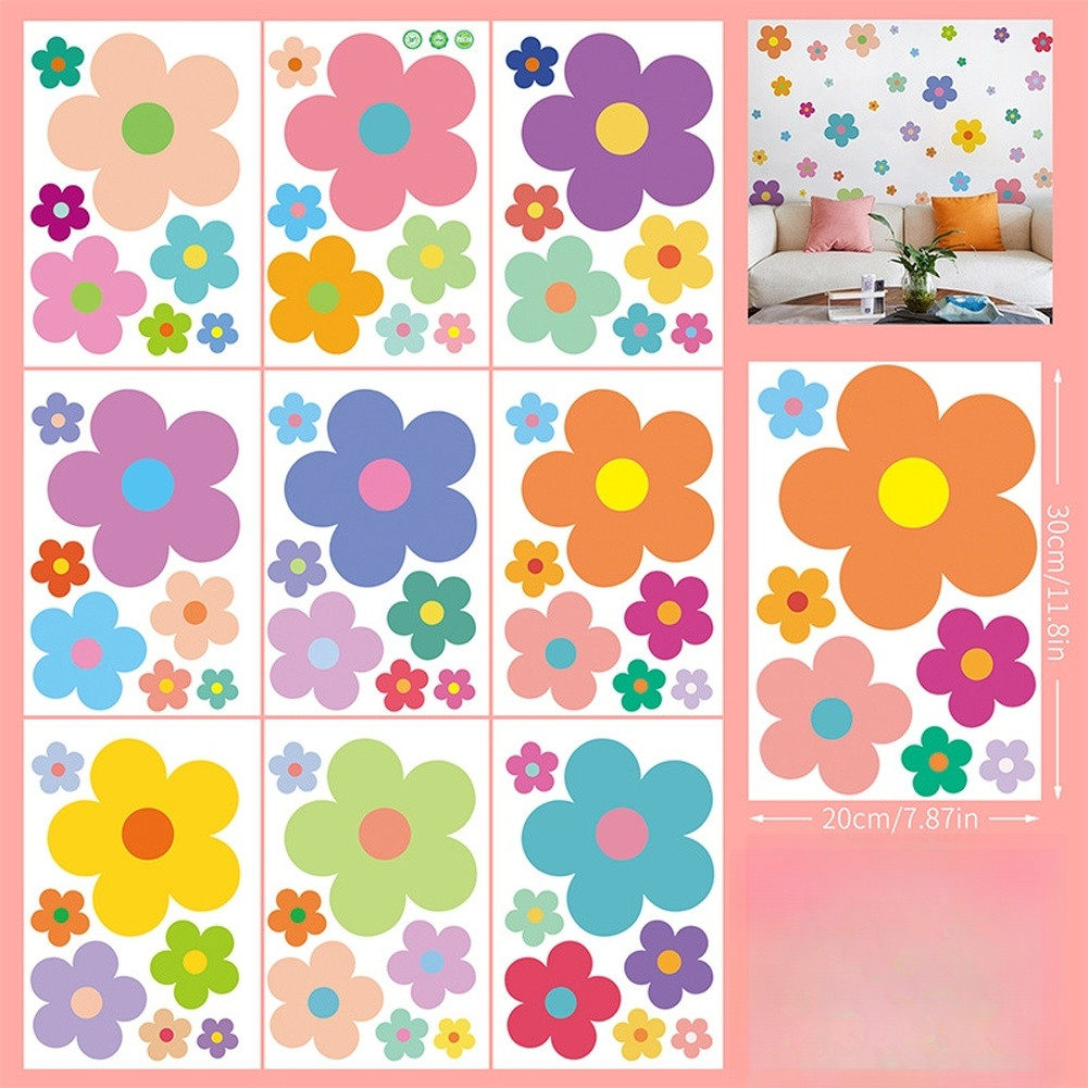 Contemporary Flower Wall Stickers PVC for For childrens Bedroom 20x30cm Set