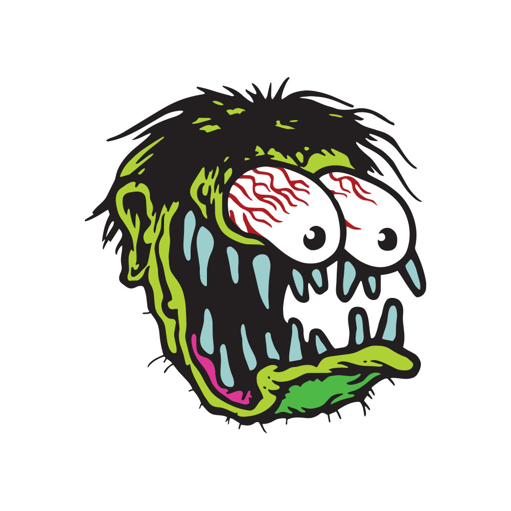 Kustom Kulture Retro Style Zombie Sticker, Waterproof Decal 5"W x 5"H