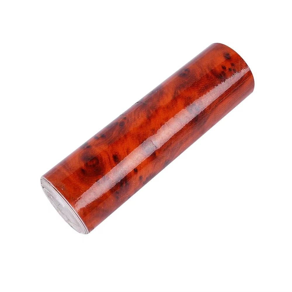 High Gloss Wood Grain Vinyl Wrap Film Car Interior Furniture Countertop Sticker