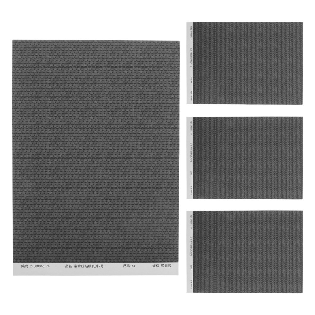 4 Sheets Model House Roof Tiles Sticker – Miniature Diy Tiles Decal For