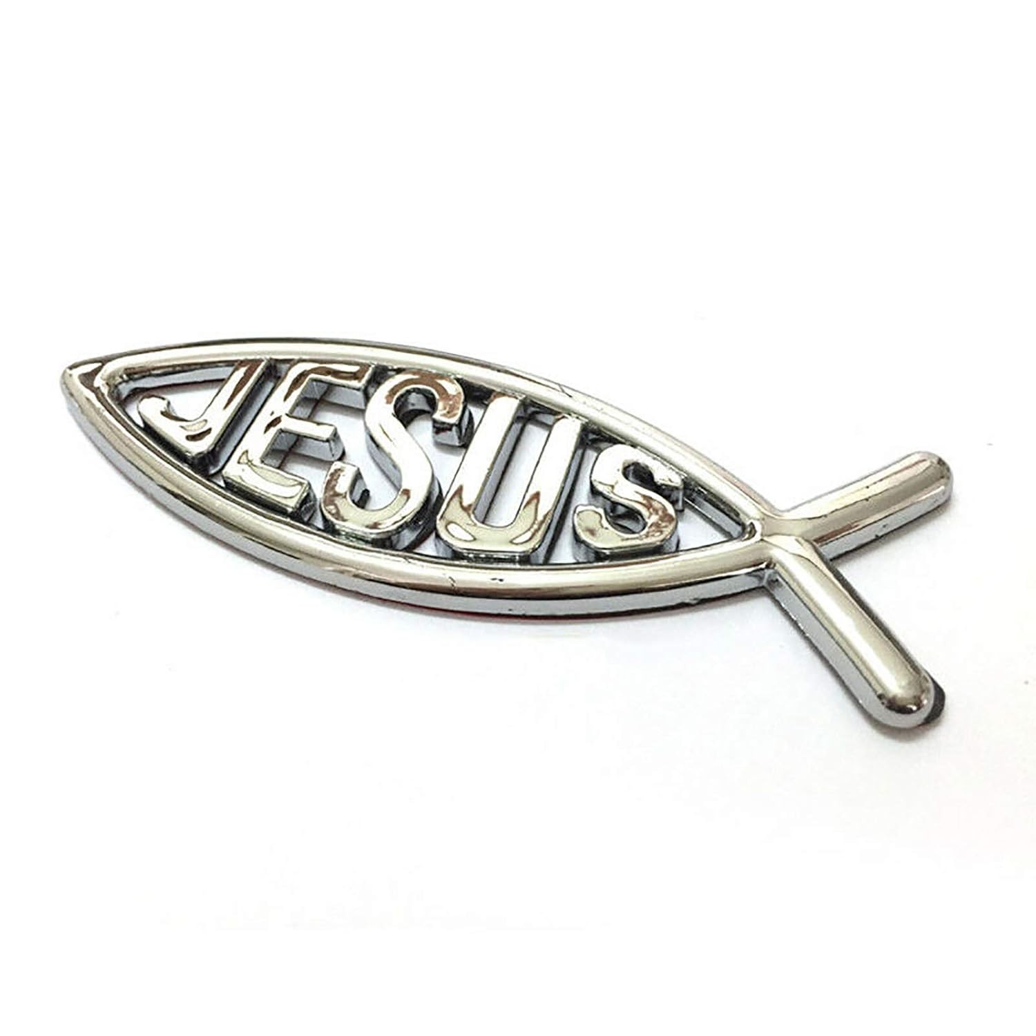 Silver 3D Chrome Car Decals Jesus Fish Emblem Stickers Auto Accessories