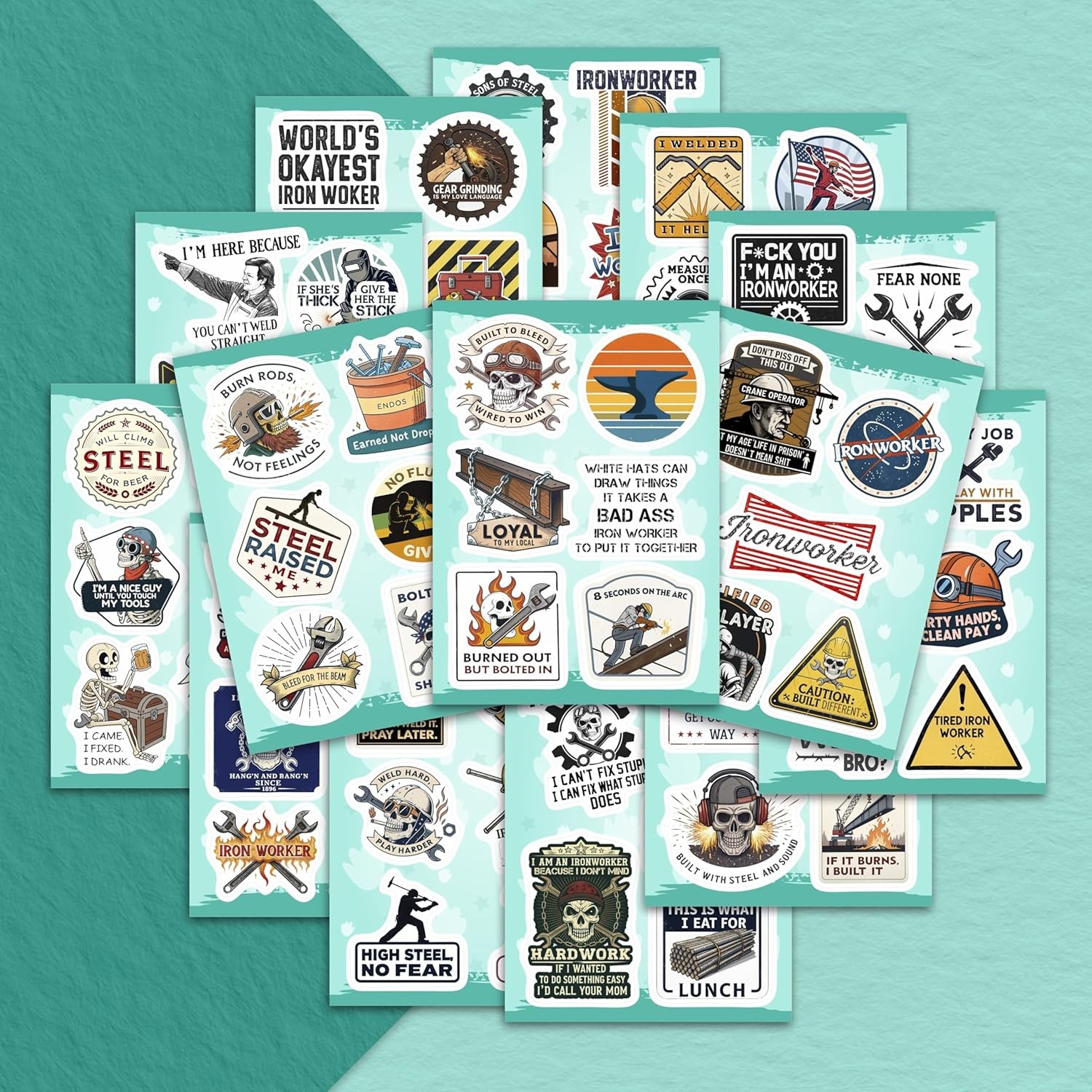 100Pcs Funny Ironworker Stickers for Hardhat, for Water Bottle – Ironworker Gift