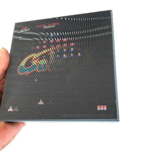 VIDEO GAME – GALAGA – 3D 6x6x1.5 Wooden hologram