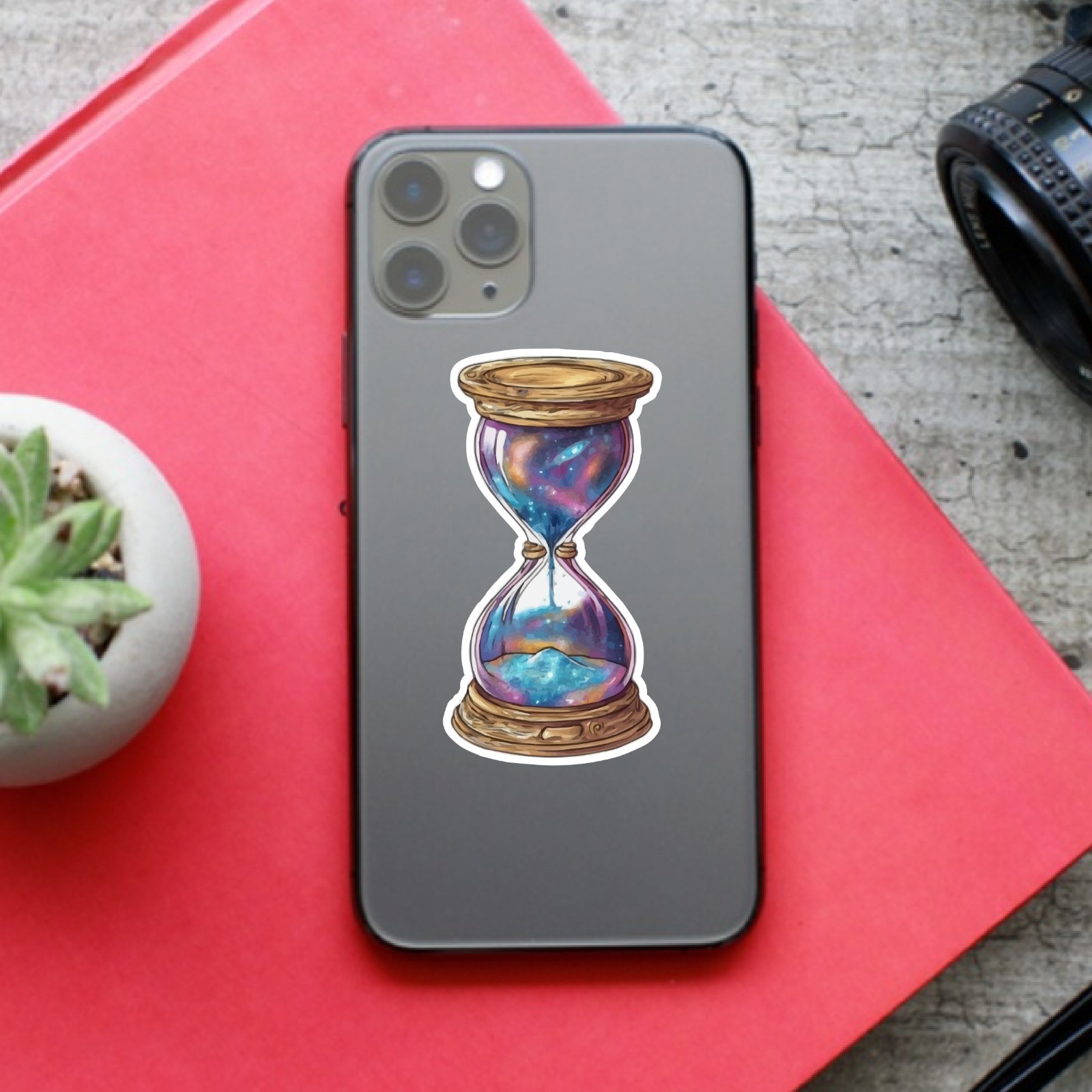 Hourglass Galaxy (2 Stickers) 3.5in, Waterproof, Glossy Finish Vinyl.