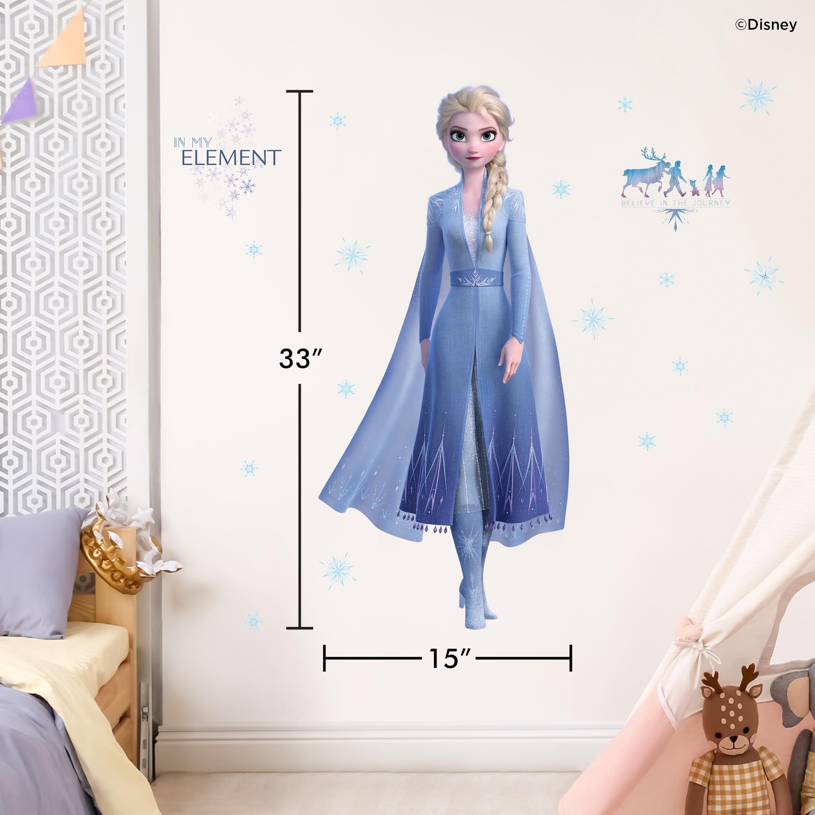 Disney Frozen Elsa Wall Decals – 33" Princess Elsa Wall Vinyl Stickers Bedroo…