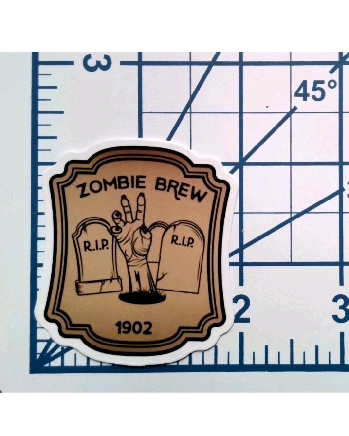Zombie Brew Sticker Grave Tombstone Hand Vinyl Die Cut Scrapbook Journal Decal
