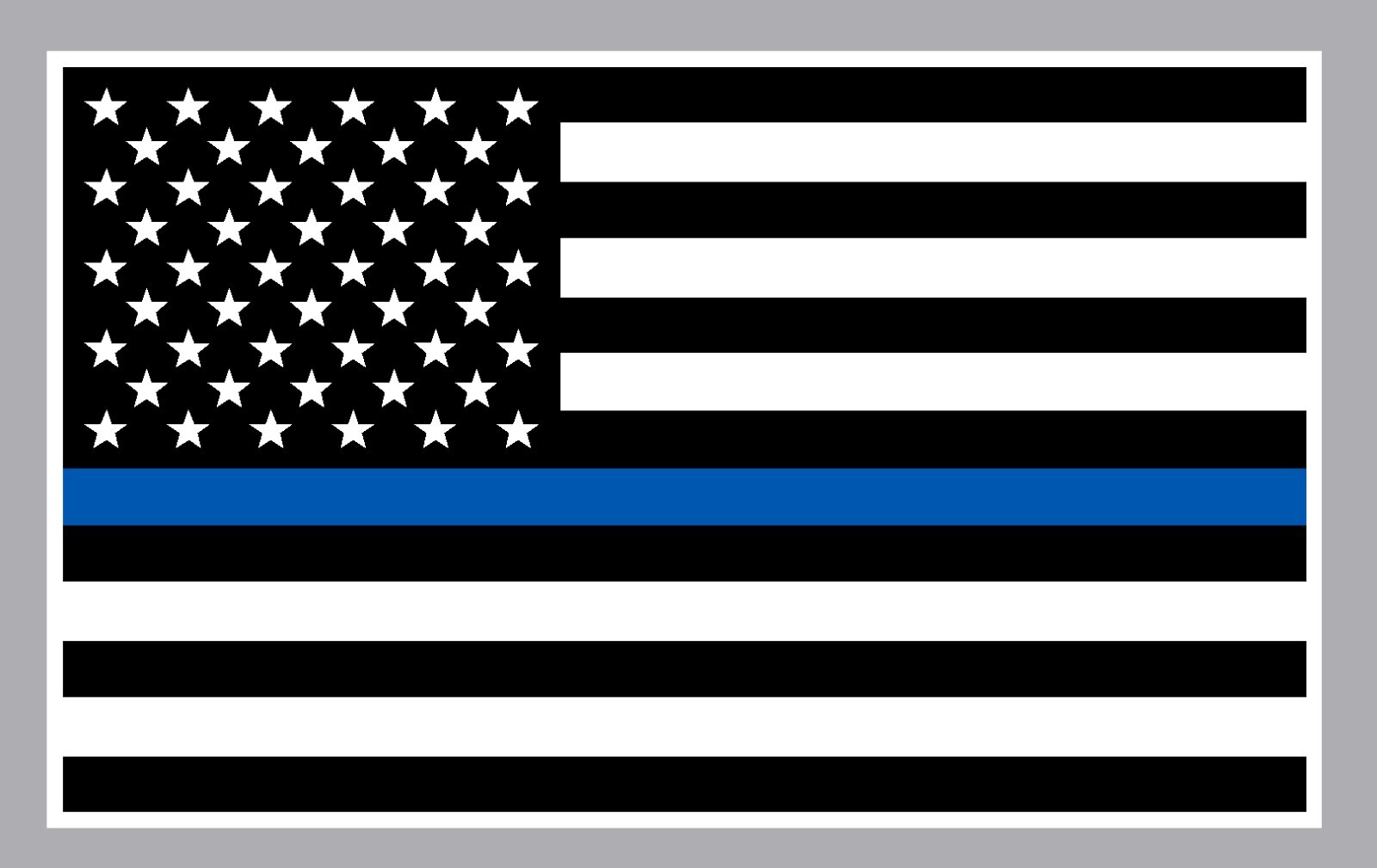 REFLECTIVE Black and WHITE FLAG THIN BLUE LINE DECAL Law Multiple Size