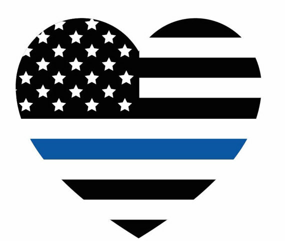 Vinyl Decal for Window – Back The Blue, American Flag, Heart