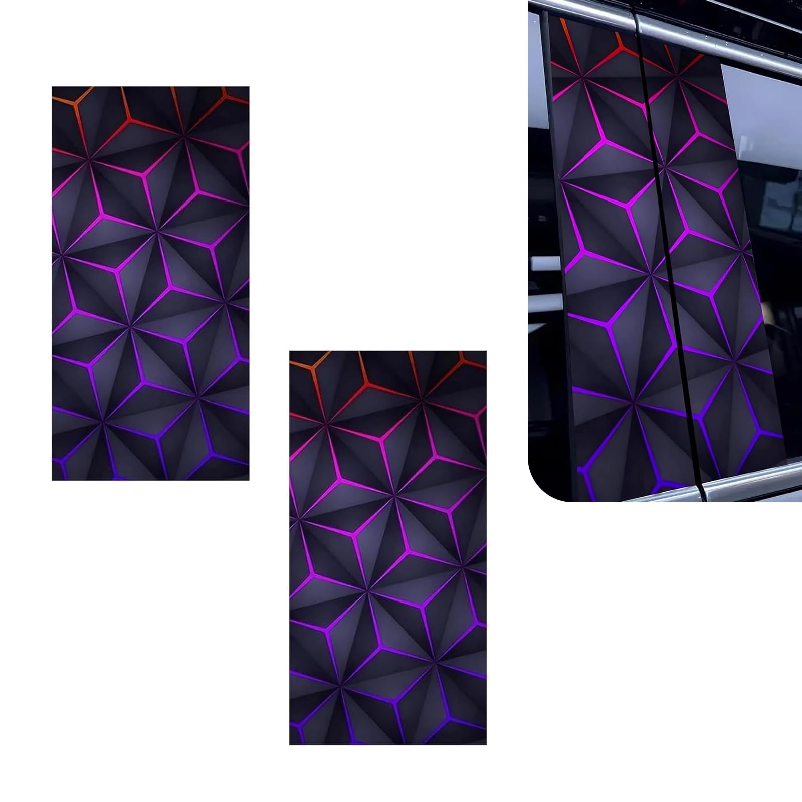 2 PCS Car Door B-Pillar Sticker, Personalized Geometry Hexagon Pattern Middle…