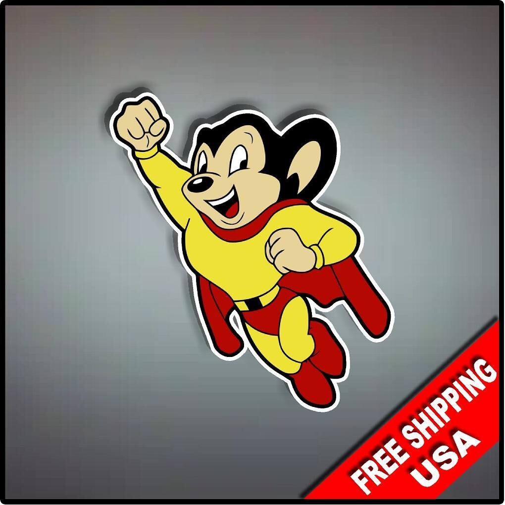 Mighty Mouse 4.5" x 4" Vintage Vinyl Decal Sticker Nostalgic Cartoon Superhero