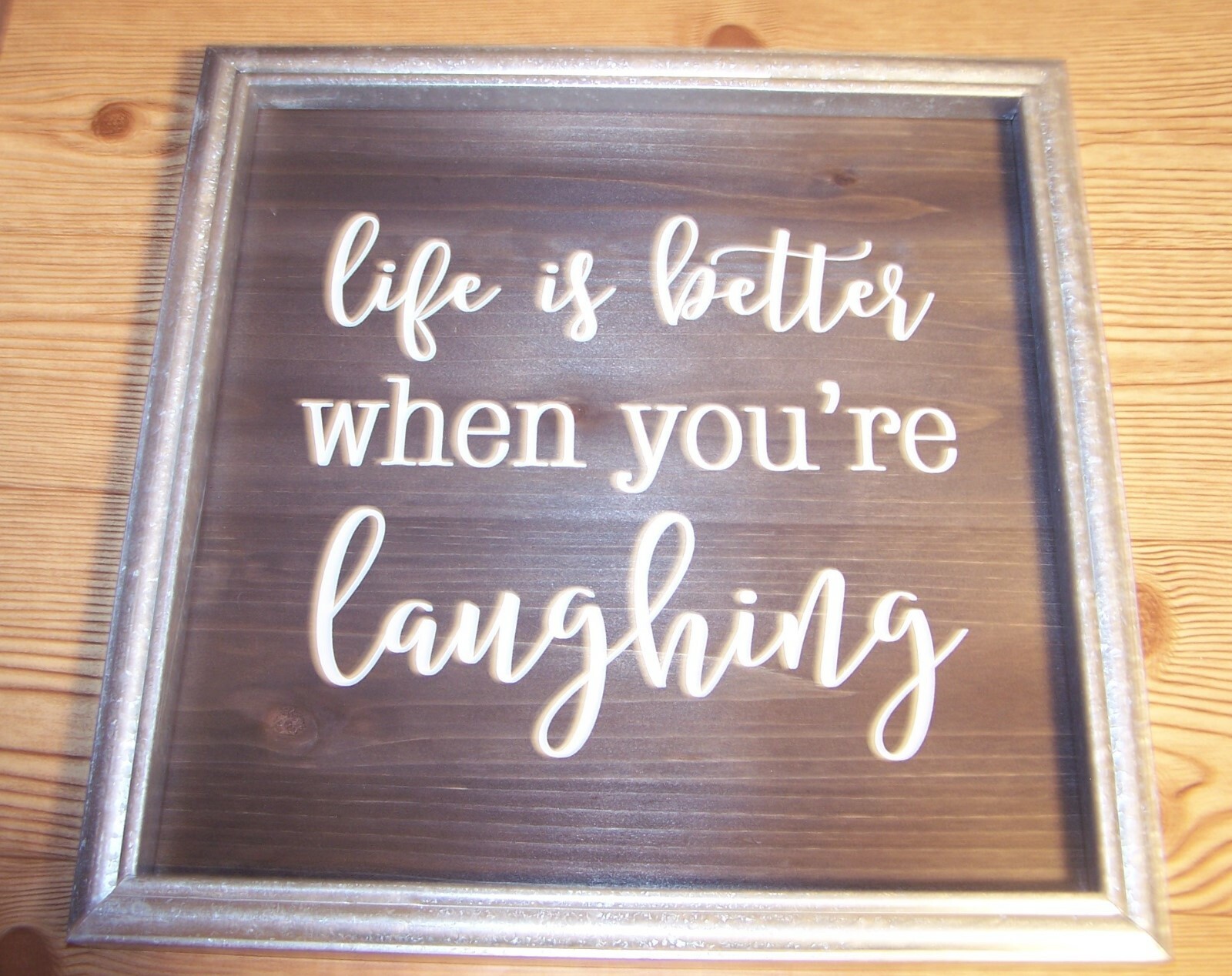 GALVANIZED "Life is Better When You're Laughing" METAL & WOOD-LOOK COUNTRY WALL