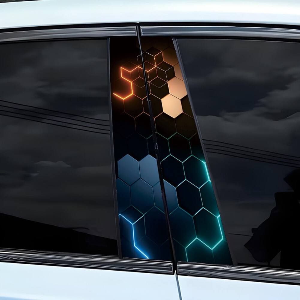 2Pcs Vinyl Car Stickers Waterproof Sun Protection Scratch Cover B-Pillar Sticker
