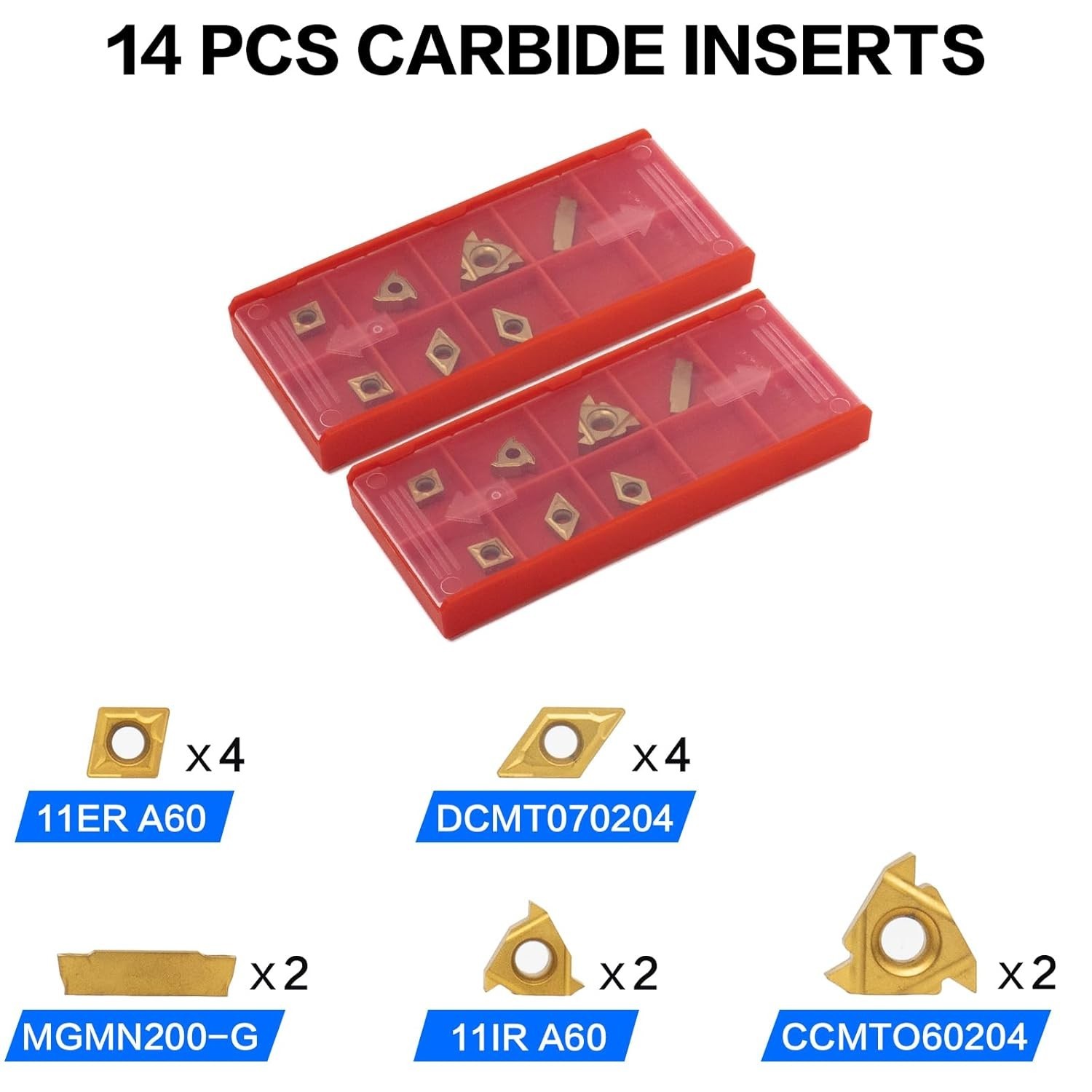 21 PCS Kit,Indexable Lathe Turning Tool,1/2" 12mm Shank,7Pcs Metal 0.5 inches