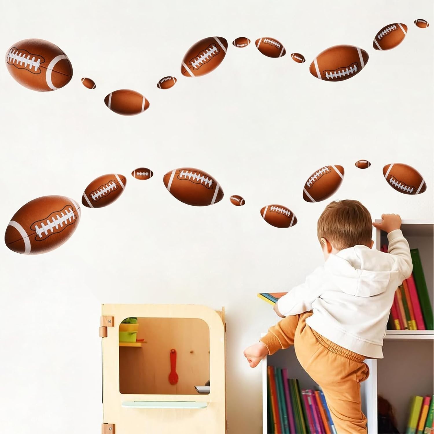Peel and Stick Football Wall Decals for Kids' Rooms – Removable & Waterproof
