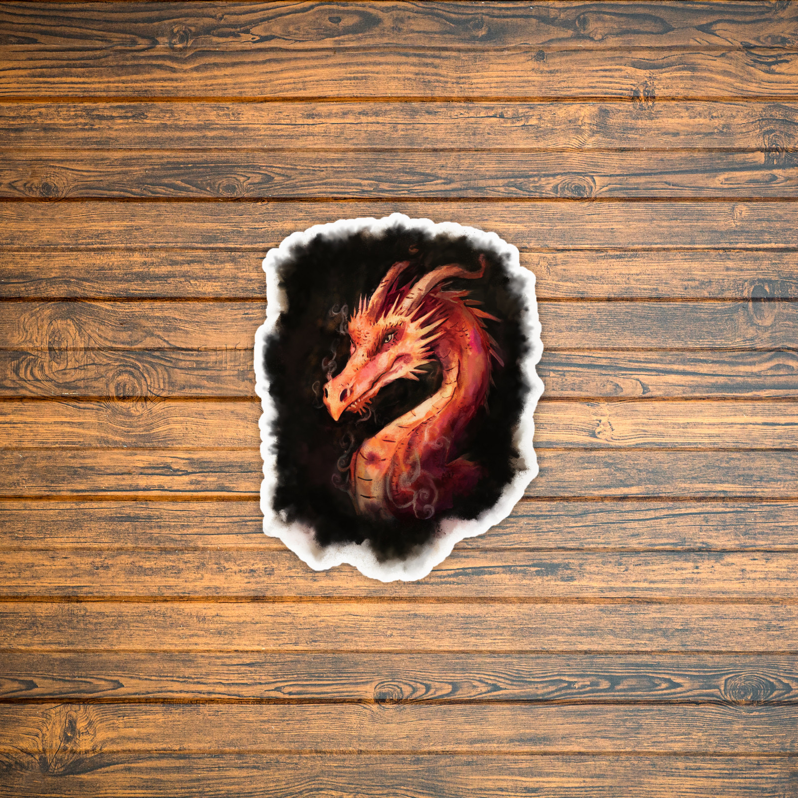 Fiery Dragon Sticker – Mythical Fantasy Creature Illustration Art #1270