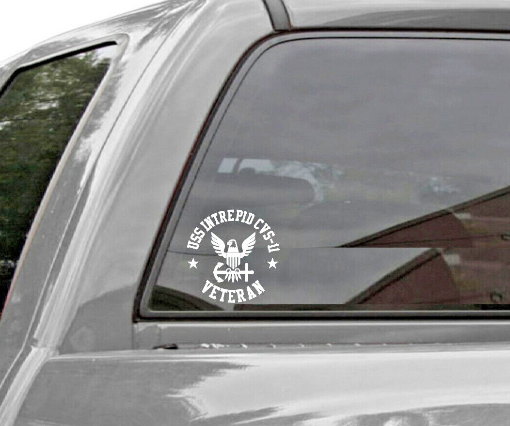 USS INTREPID CVS-11 Veteran Vinyl Window Decal U.S. NAVY Style 1