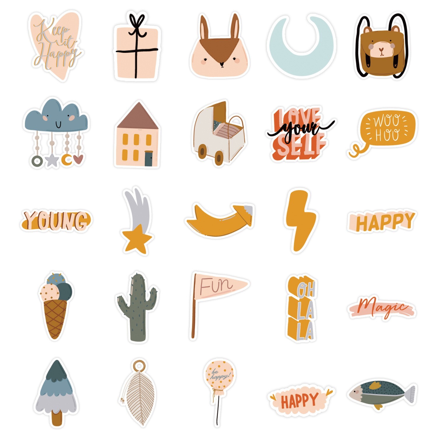 50pcs CUTE VIBE Stickers, Bottle Laptop No Residue Stickers, #249