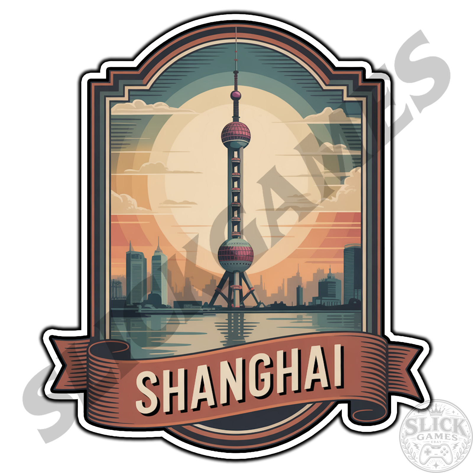 Shanghai Retro Travel Badge #1 Sticker Waterproof Vinyl Decal Die-Cut
