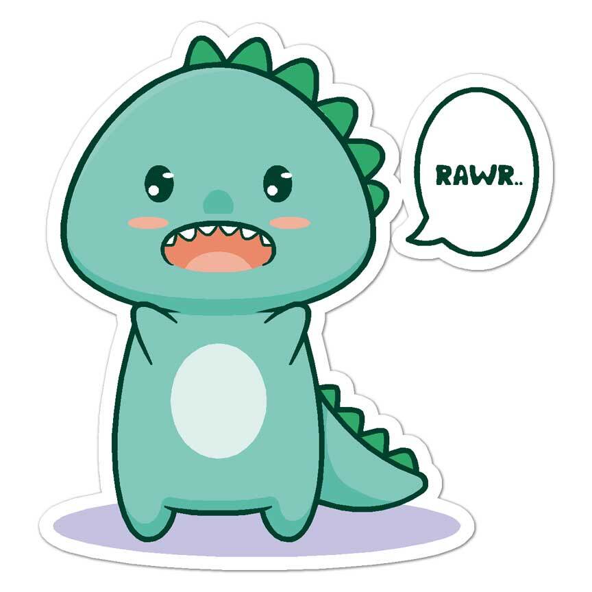 Dinosaur Rawr Cute, Vinyl Decal Sticker, Indoor Outdoor, 3 Sizes, #7996