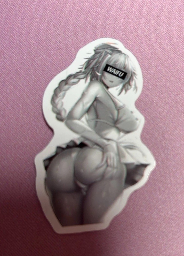 black and white waifu lewd stickers #6