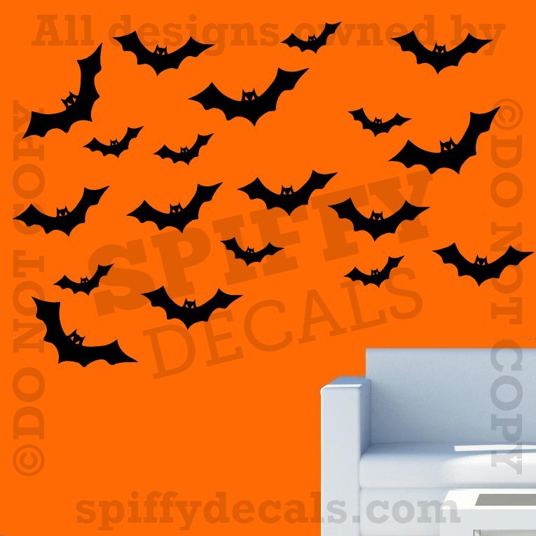HALLOWEEN BATS SET OF 25 October Quote Vinyl Wall Decal Decor Art Ghouls Witch