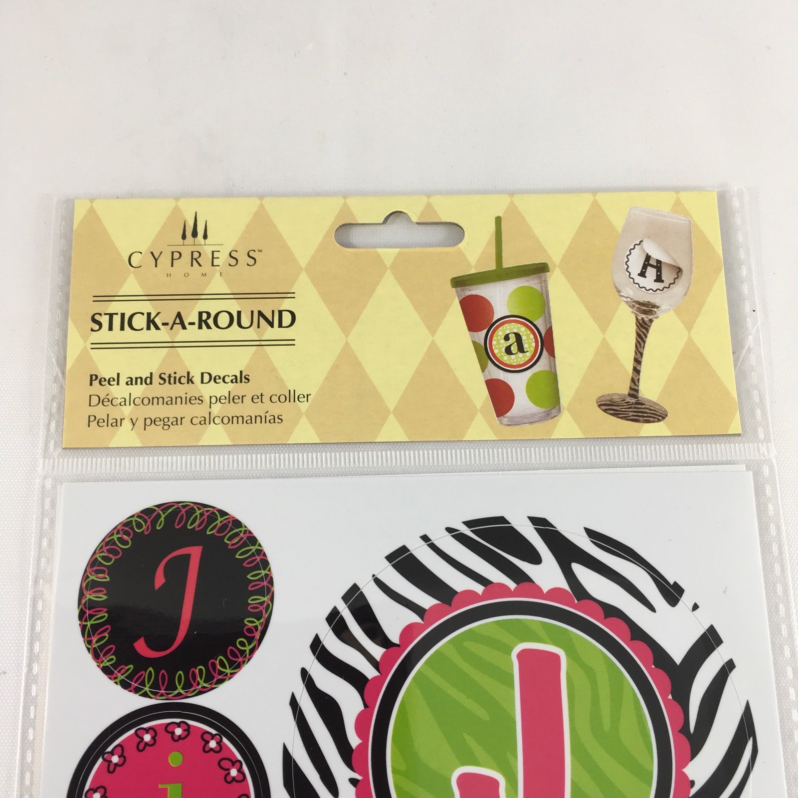 Stick-A-Round Peel And Stick Monogram "J" Assorted Decals Cypress Home