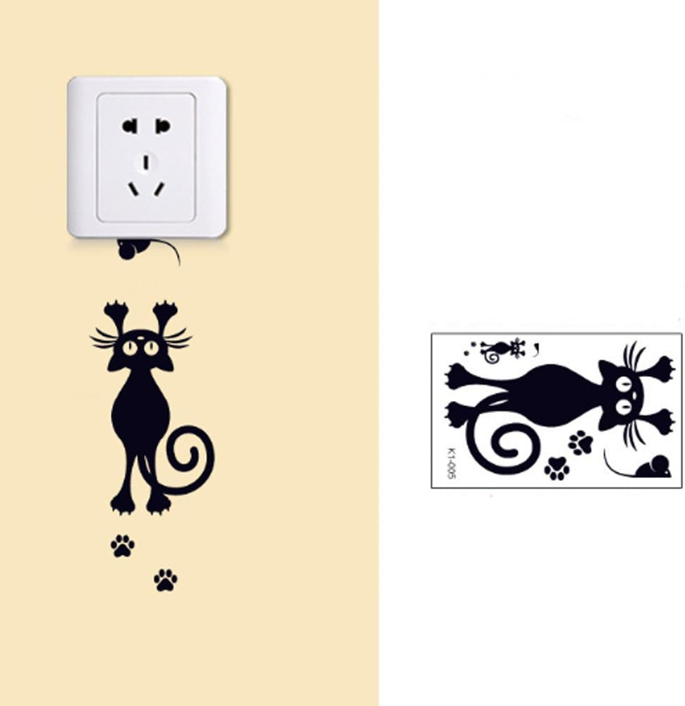 Removable Switch Sticker, 5 Pcs Cute Cartoon Black Cats Wall Sticker, Light Swit