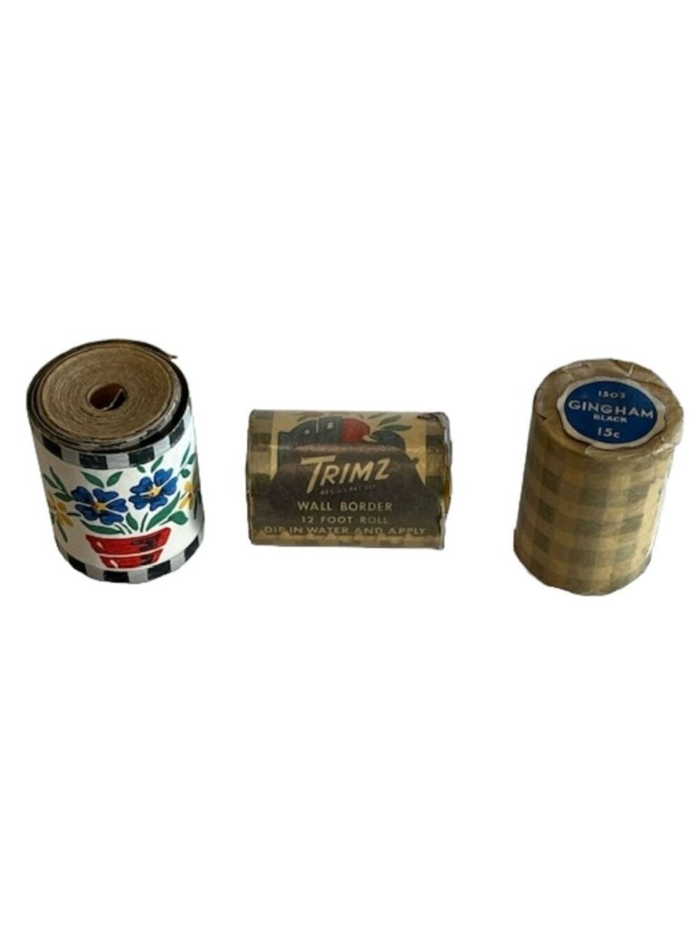 Vintage 1940s TRIMZ "Black Gingham" Wallpaper Border