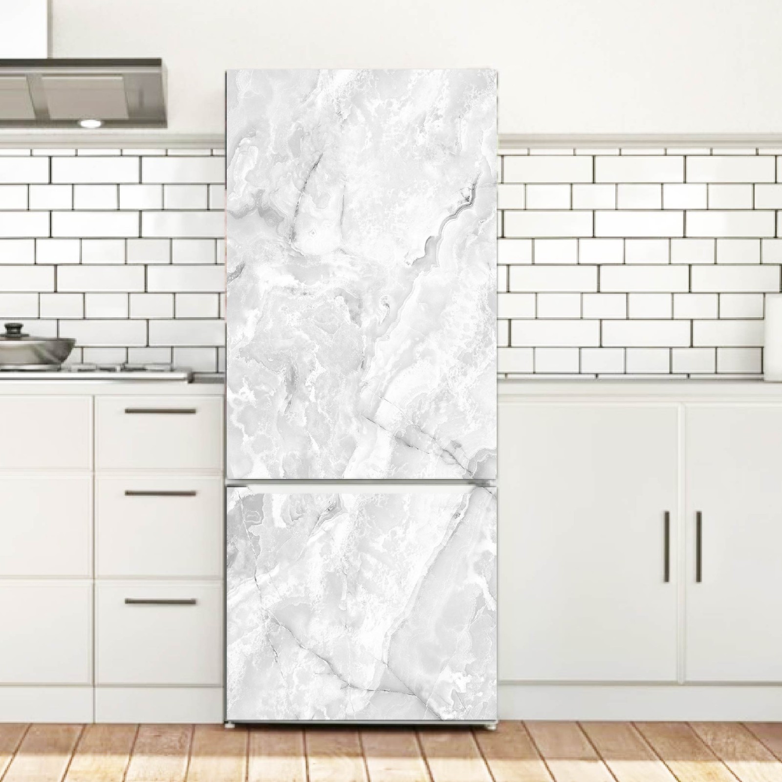 Marble Fridge Wrap Minimalist Style, Modern Kitchen Decor