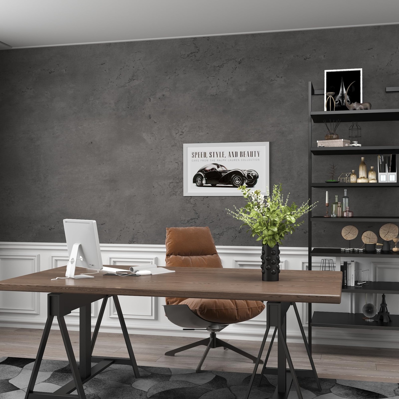 3yecao 31"×591" Darker Grey Black Wide Concrete 31" x 591", Dark Gray