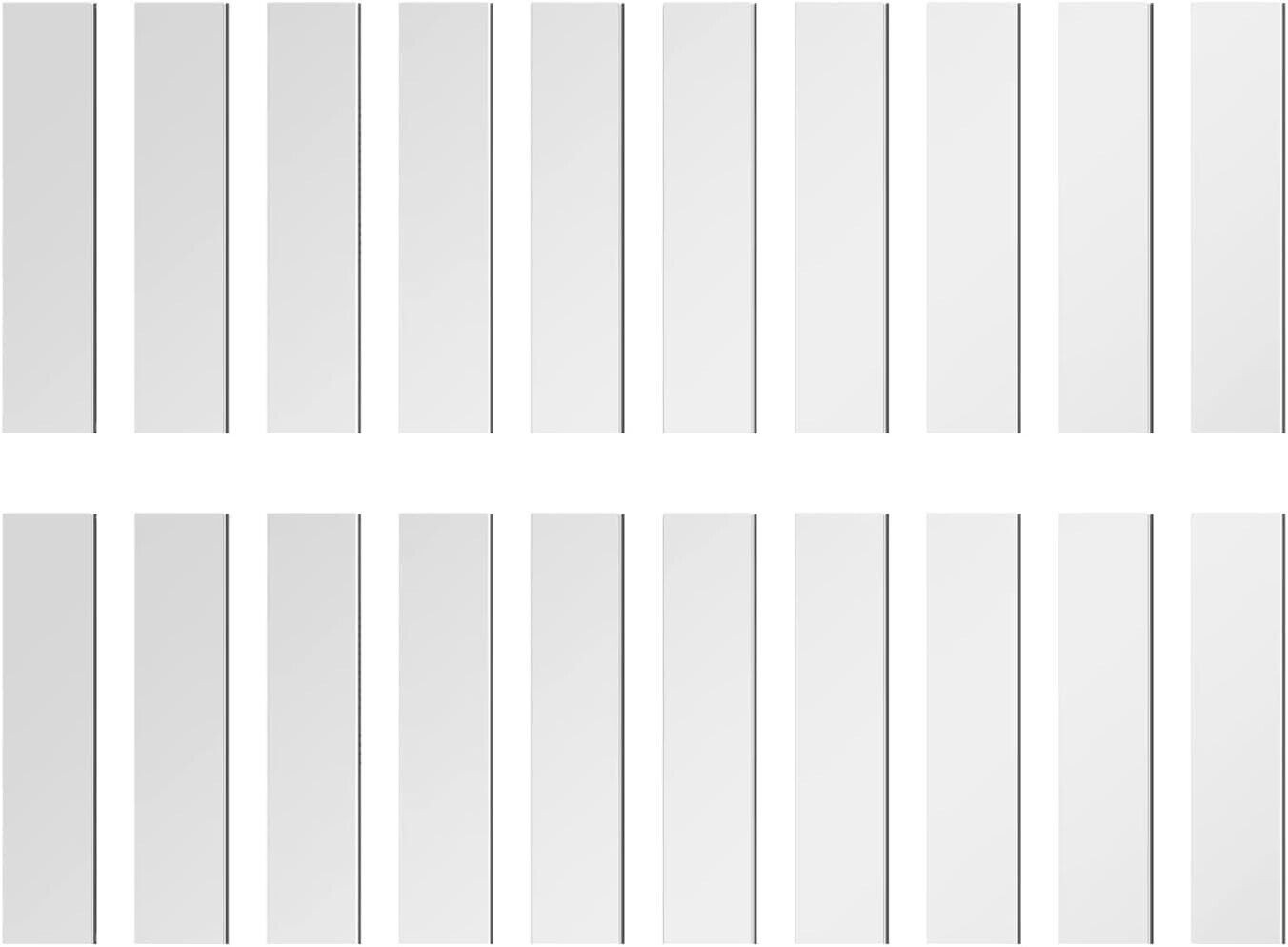 40pcs Long Strip Acrylic Mirror Wall Stickers Self-adhesive Rectangle Tile Decal