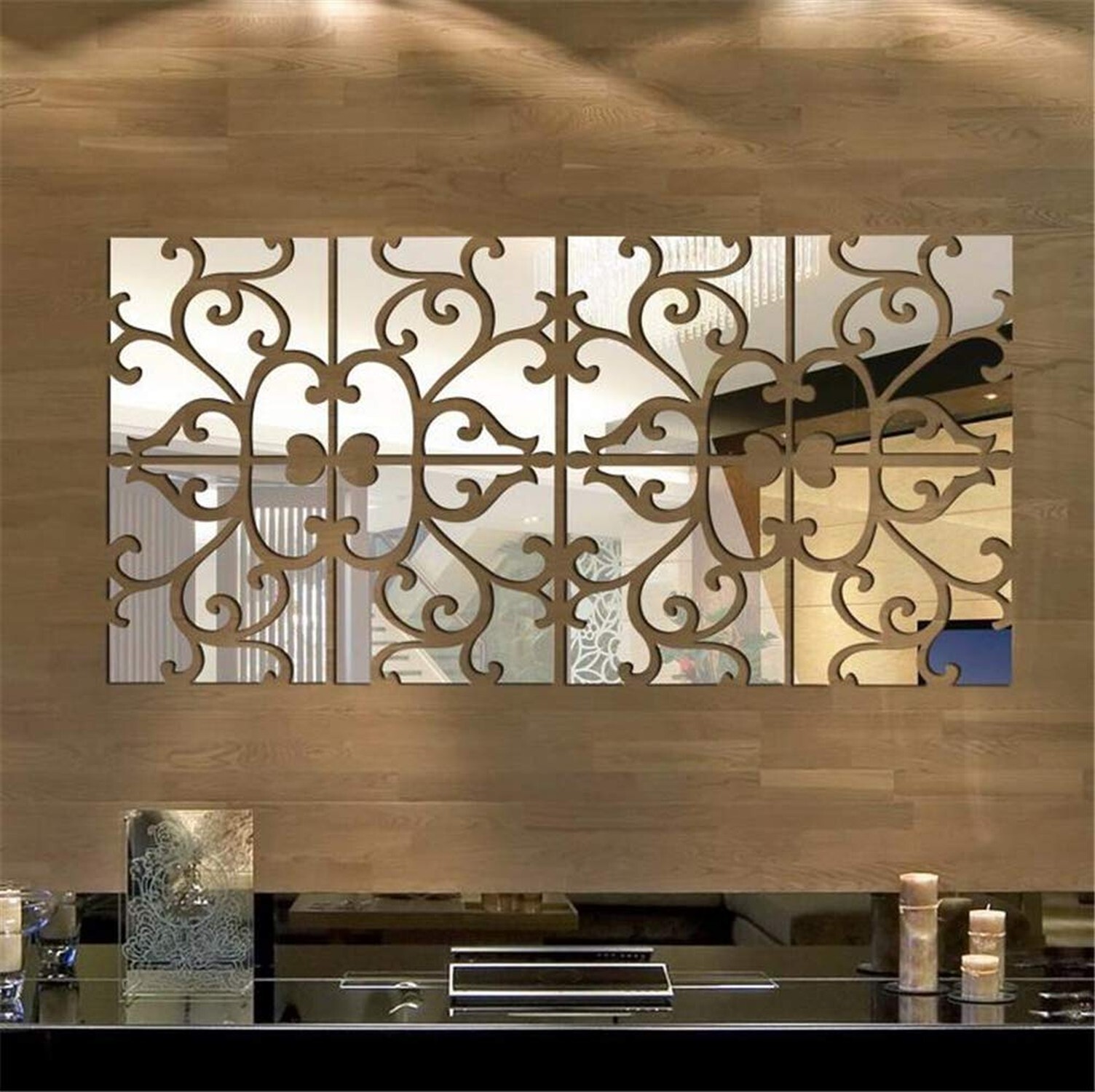 3D Mirror Wall Stickers, Acrylic Square Geometric Pattern DIY Art Decals, Sel…