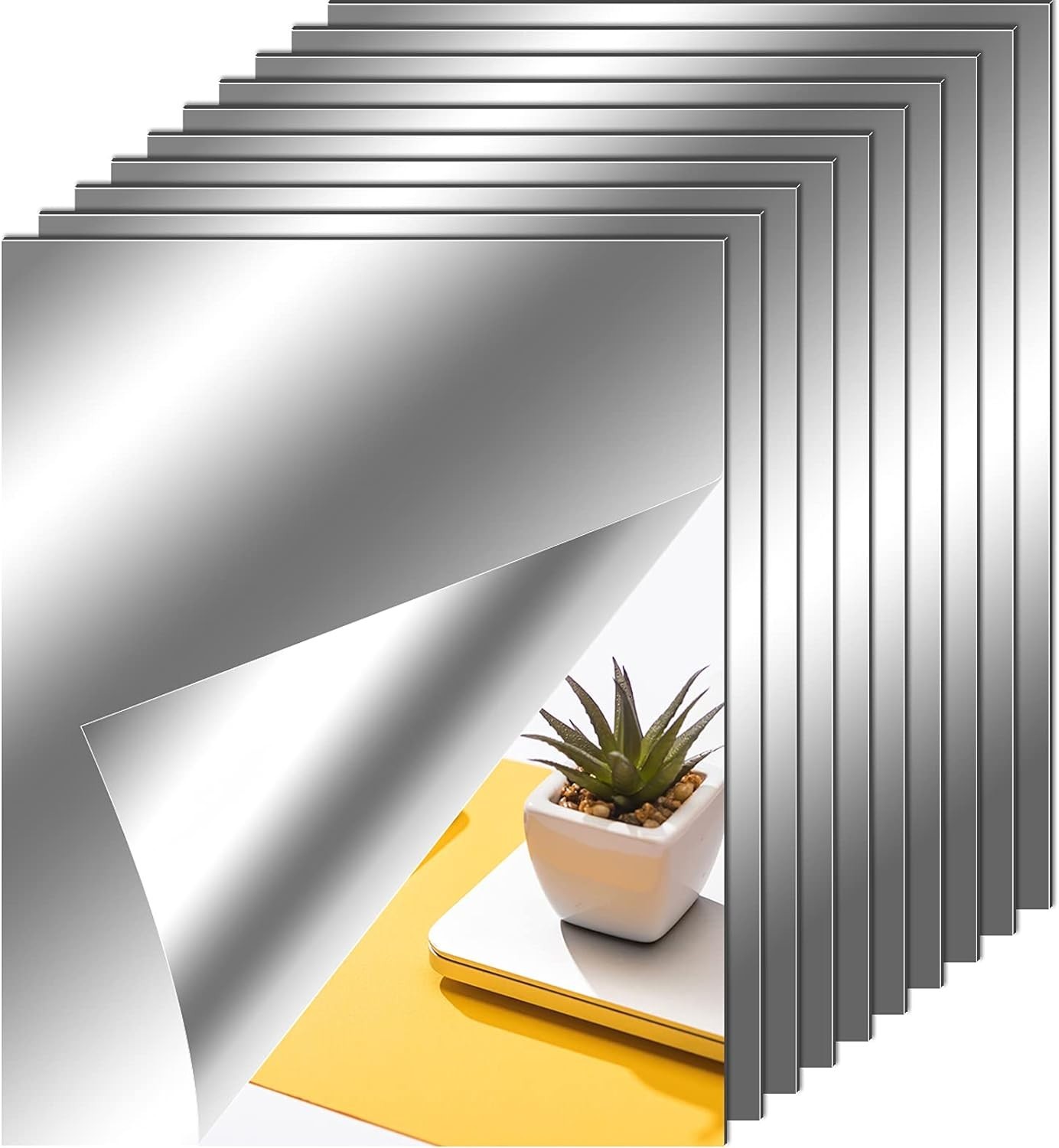 Transform Your Space with 10 Unbreakable 8×10 Self-Adhesive Mirror Sheets