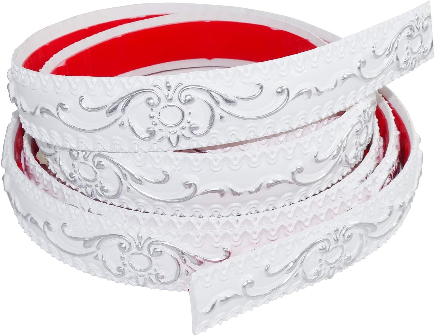 Self-Adhesive Flexible Molding Trim – 16.4ft Waterproof White/Silver Decor