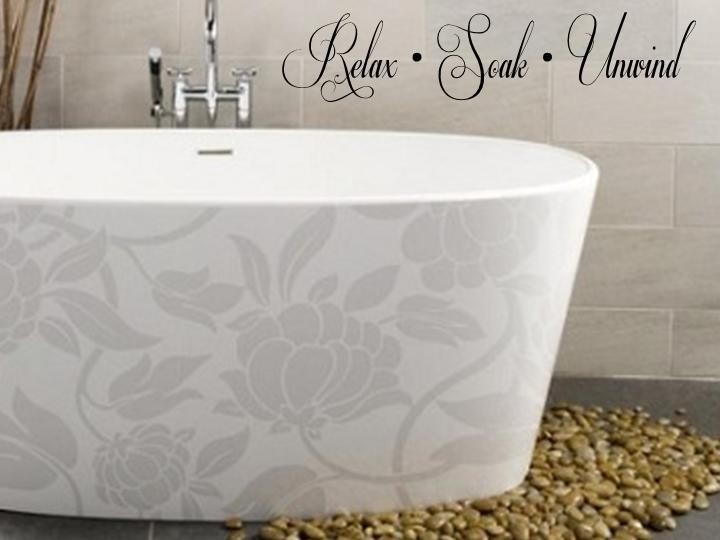 RELAX SOAK UNWIND Vinyl Lettering Decals Words Home Walls Bath Spa Bedroom Art