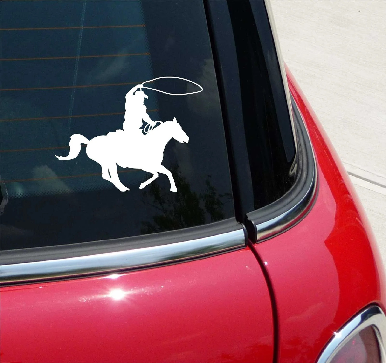 COWBOY ROPING LASSO RODEO HORSE GRAPHIC DECAL STICKER ART CAR WALL DECOR